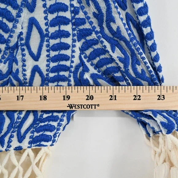 Free People Dusk Till Dawn Dress Sz 2 Blue Embroidered Bohemian Festival Tiered - Picture 4 of 15